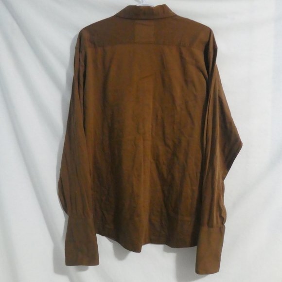 BILL BLASS MENS WEAR | medium | 100% Cotton | Brown Button Down Dress Shirt - Picture 2 of 16